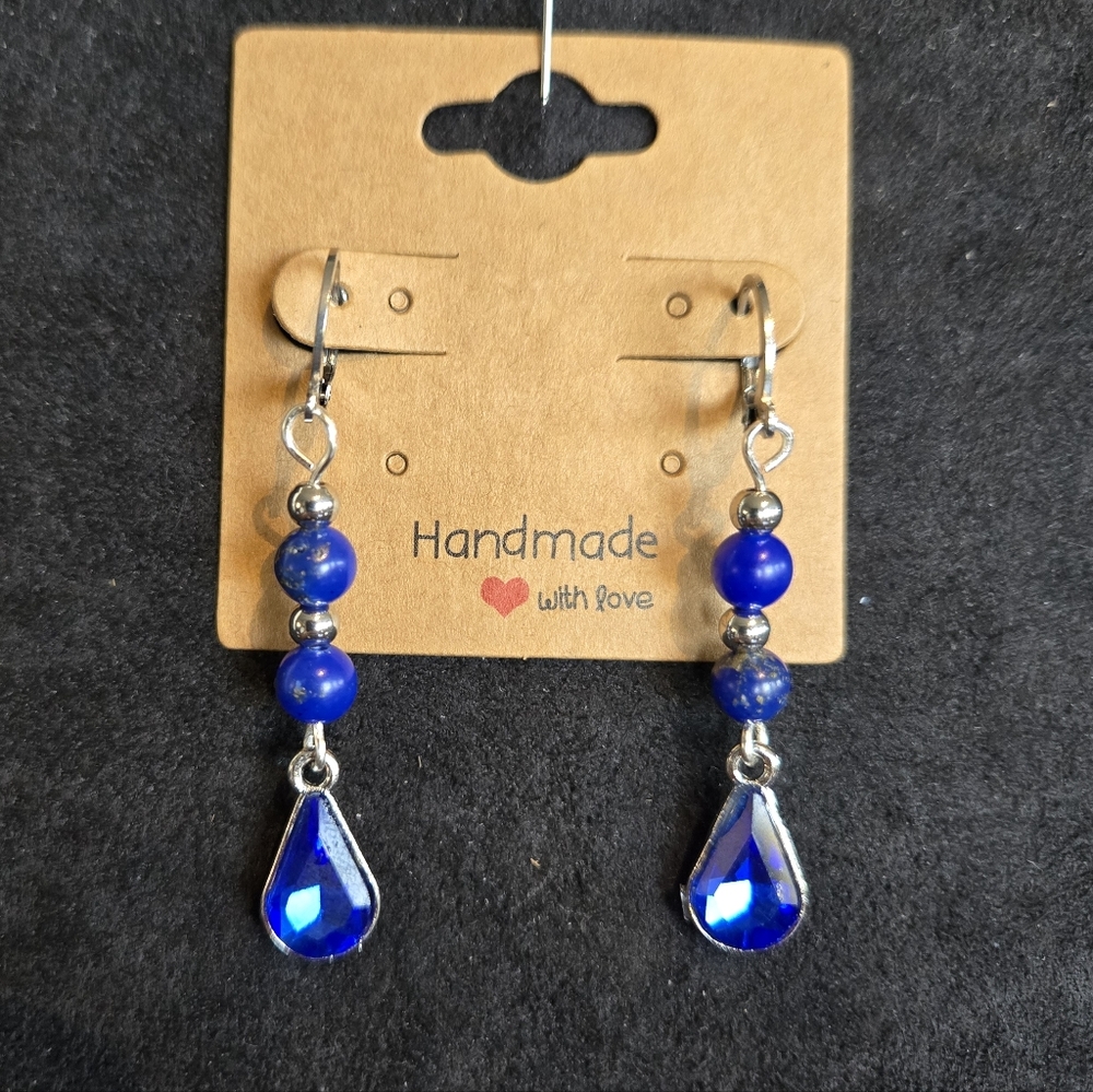 Handmade Teardrop Glass & Bead Earrings, Colours Based On Availability, Giftable